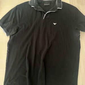 Emporio Armani Black Polo Shirt Classic Design